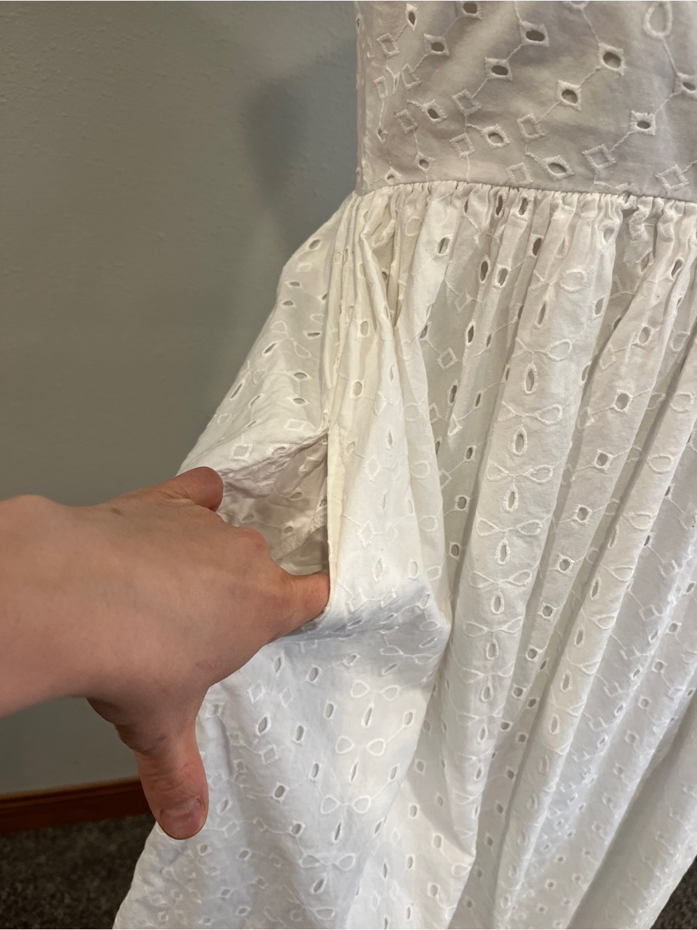 A new day White Eyelet Spaghetti-Strap Midi Dress size small - Picture 3 of 11